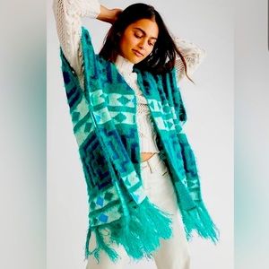 NWT Free People Diamondback Kimono in teal
